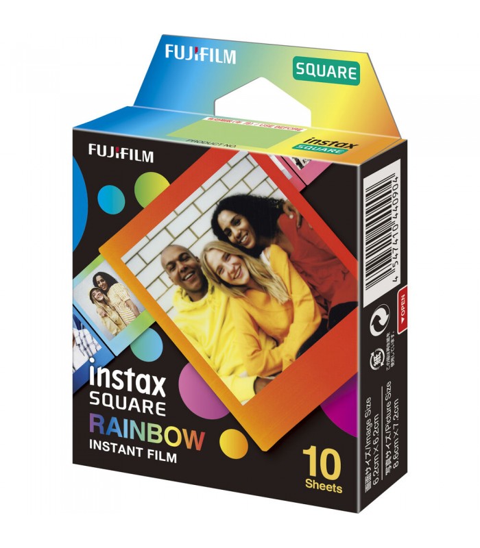 کاغذ عکس فوجی‌فیلم سیاه‌ سفید INSTAX MINI مدل SQUARE Rainbow (ده برگ)