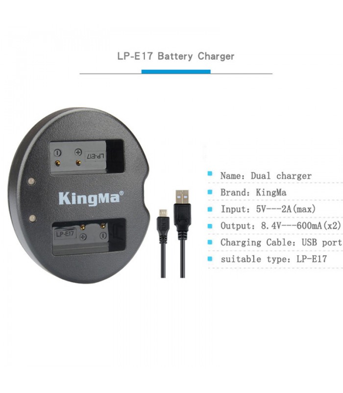 شارژر باتری Kingma مناسب برای شارژ دو باتری LP-E17