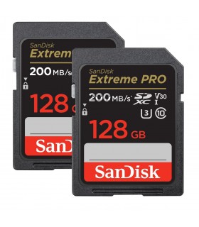 کیت ۲ عددی حرفهای کارت حافظه ۱۲۸ گیگابایتی سن دیسک مدل Extreme PRO SDXC UHS-I 200MB/s