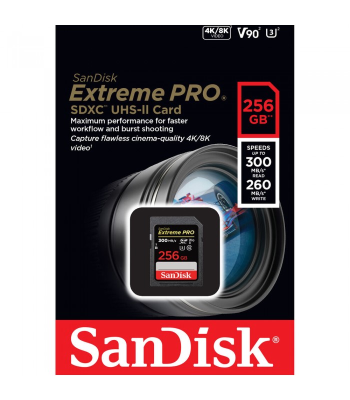 کارت حافظه ۲۵۶ گیگابایتی سن دیسک مدل SanDisk 256GB Extreme PRO UHS-II SDXC - 300MB/s