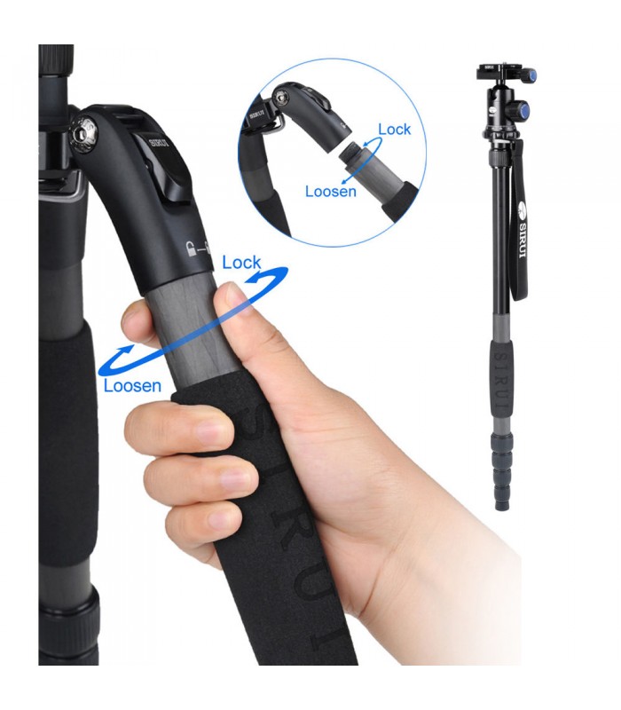 سه‌پایه فیبر کربنی Sirui مدل A1205 همراه با بال هد - رنگ مشکی