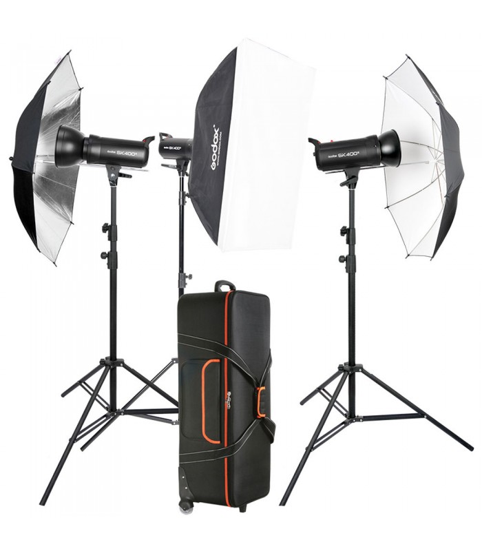 کیت فلاش استودیویی ۳ شاخه گودوکس مدل Godox SK400II با گارانتی یک ساله