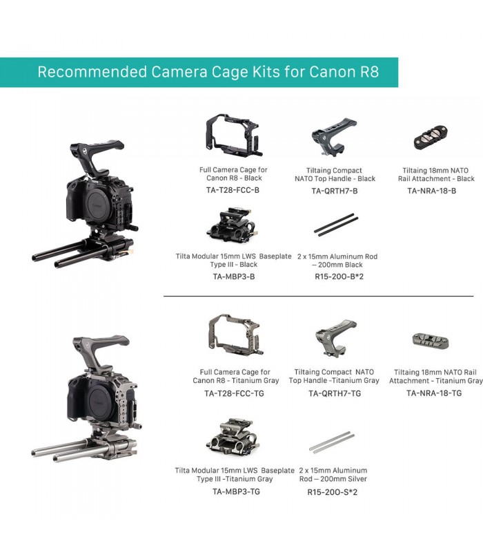 کیج دوربین تیلتا | Tilta مخصوص دوربین کانن R8 - مدل TA-T28-A-B