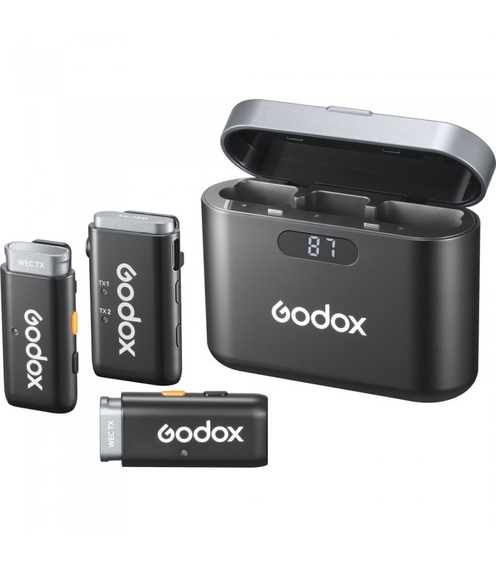 میکروفون بی‌سیم دو‌کاناله گودکس مدلGodox WEC 2-Person Wireless Microphone System for Cameras and Mobile Devices (2.4 GHz)