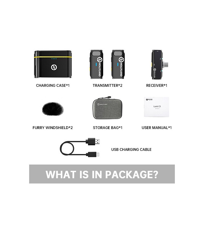 میکروفون یقه‌ای هالی‌لند مدل Hollyland LARK C1 DUO with USB-C Connector