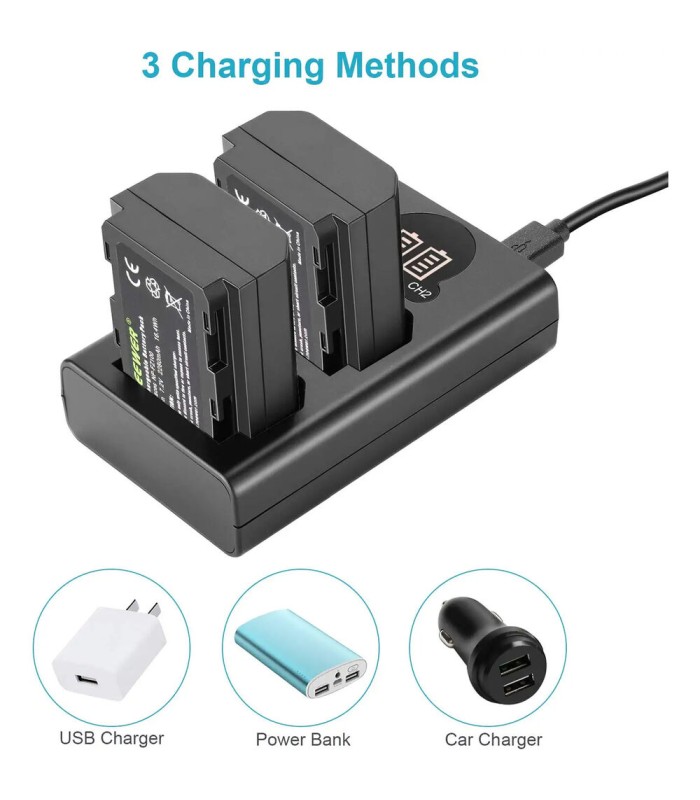 شارژر دوبل باتری نیور به همراه دو باتری Neewer Dual Charger with NP-FZ100 Batteries