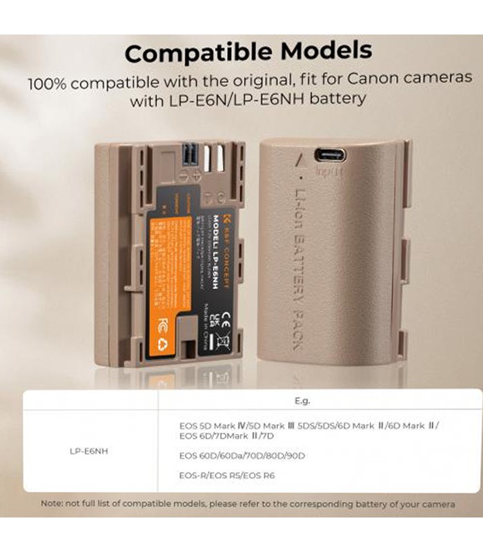 باتری دوربین کی اند اف مدل K&F LP-E6NH