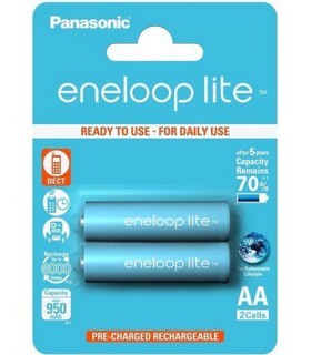 پک دو عددی باتری قلمی قابل شارژ پاناسونیک مدل Panasonic Eneloop lite AA 950mAh