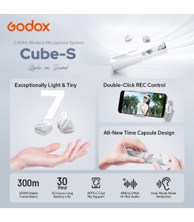 میکروفون بی‌سیم گودوکس مدل Godox Cube-S Kit 2 USB-C Connector | رنگ سفید