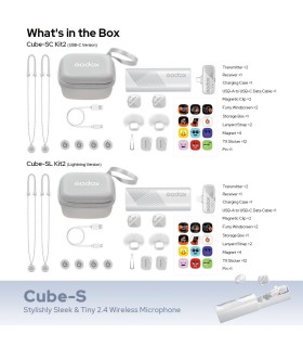 میکروفون بی‌سیم گودوکس مدل Godox Cube-S Kit 2 USB-C Connector | رنگ سفید