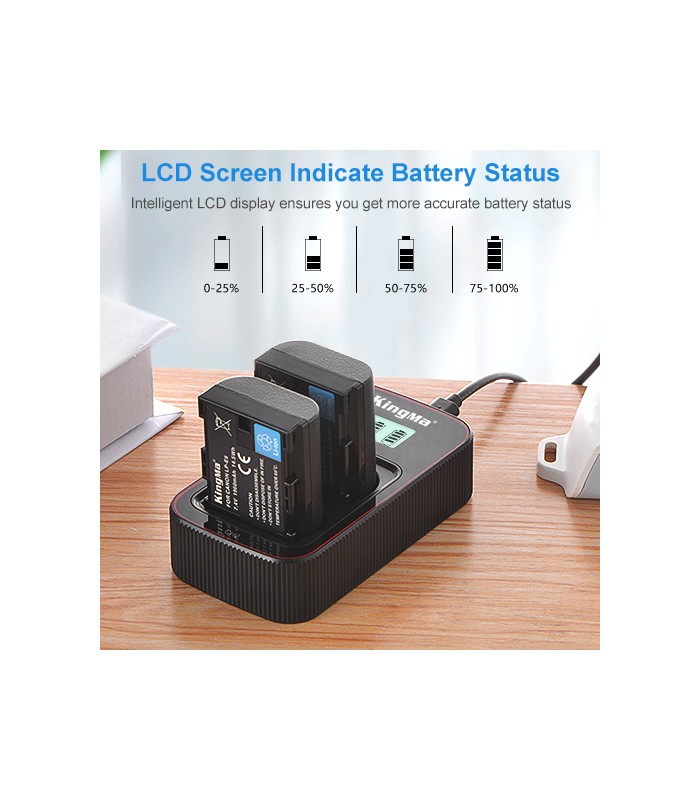 شارژر دوبل باتری کینگما مدل KingMa LP-E6 Battery Dual Charger for Canon