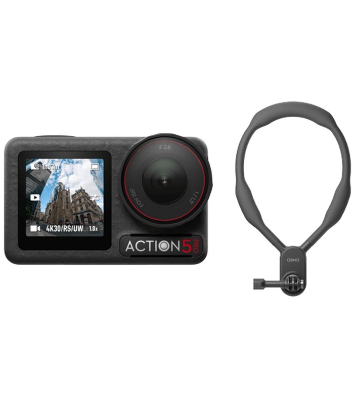دوربین ورزشی اسمو اکشن ۵ پرو | DJI Osmo Action 5 Pro Neck Mount Filming پک پایه گردنی