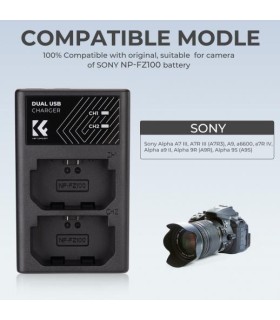 شارژر دوبل باتری کی اند اف مدل K&F Double Charger NP-FZ100