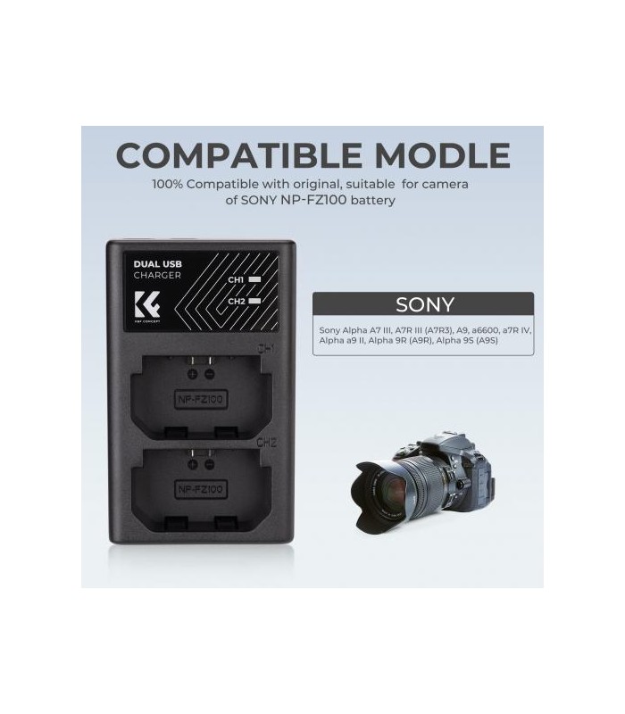 شارژر دوبل باتری کی اند اف مدل K&F Double Charger NP-FZ100