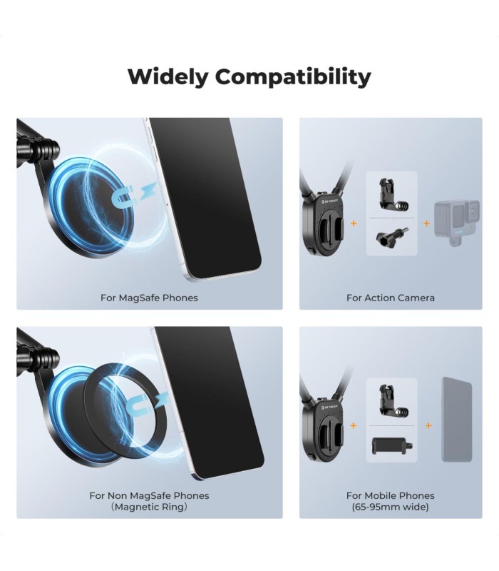 هولدر گردنی موبایل و گوپرو کی اند اف مدل K&F Magnetic Neck Holder Phone and GoPro