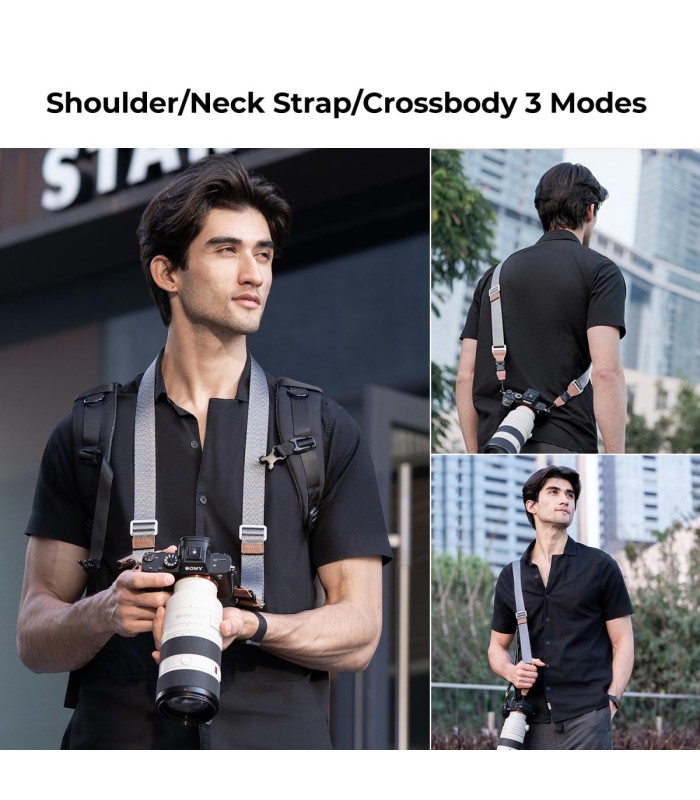 بند گردنی دوربین کی اند اف مدل K&F Camera 32mm Neck Strap - رنگ خاکستری