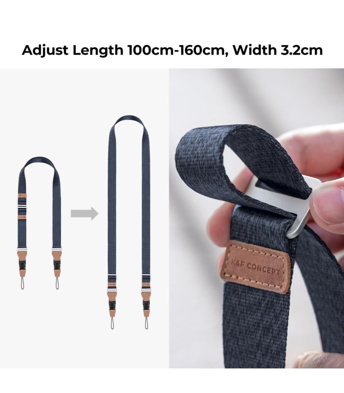 بند گردنی دوربین کی اند اف مدل K&F Camera 32mm Neck Strap - رنگ آبی