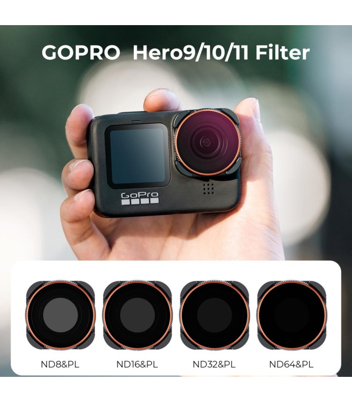 کیت فیلتر ان دی و پلاریزه سازگار با گوپرو ۹ تا ۱۴ | K&F GOPRO Hero 9/10/11/12/13/14 Action Camera Filter Set