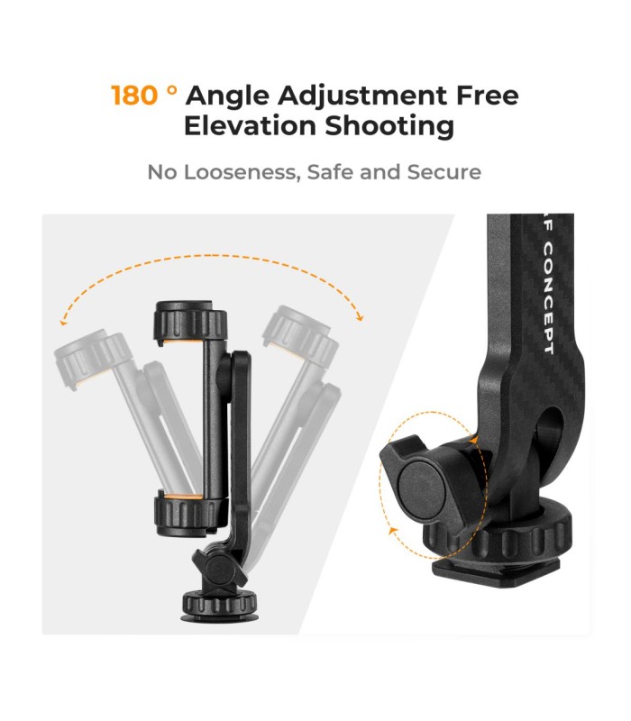 گیره موبایل برای سه پایه و دوربین کی اند اف | K&F Cell Phone Holder Clamp With Two Cold Shoe Mount 360° Adjustment