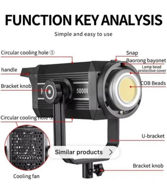 ویدئو لایت ۵۰۰ وات دياموند مدل Diamond KY-BK500W LED cob Video Light