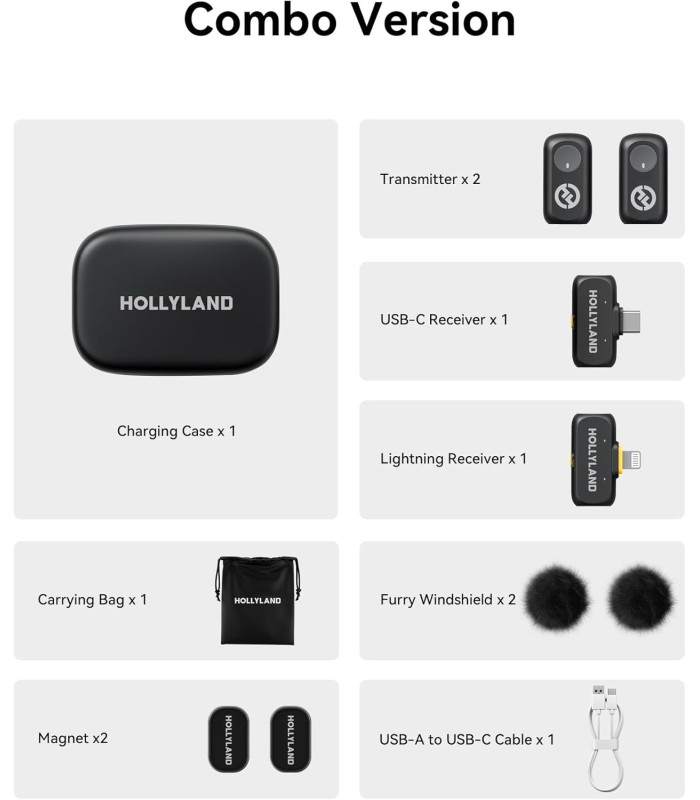 میکروفون یقه‌ای بی‌سیم هالی‌لند مدل Hollyland Lark A1 Combo - پک کمبو | رنگ مشکی