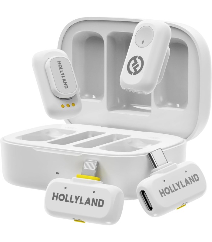 میکروفون یقه‌ای بی‌سیم هالی‌لند مدل Hollyland Lark A1 Combo - پک کمبو | رنگ سفید