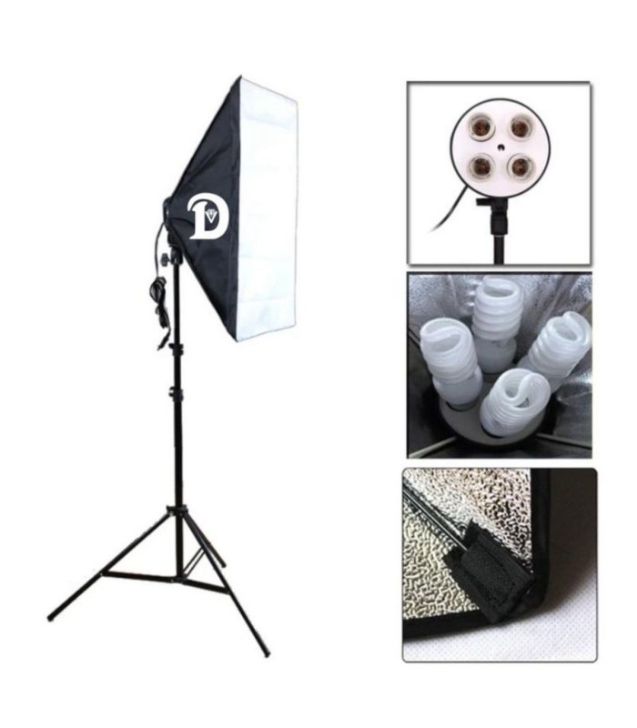 کیت سافت باکس به همراه هولدر ۴ لامپ و پایه دياموند مدل Diamond Kit 4 Lamps Tripod