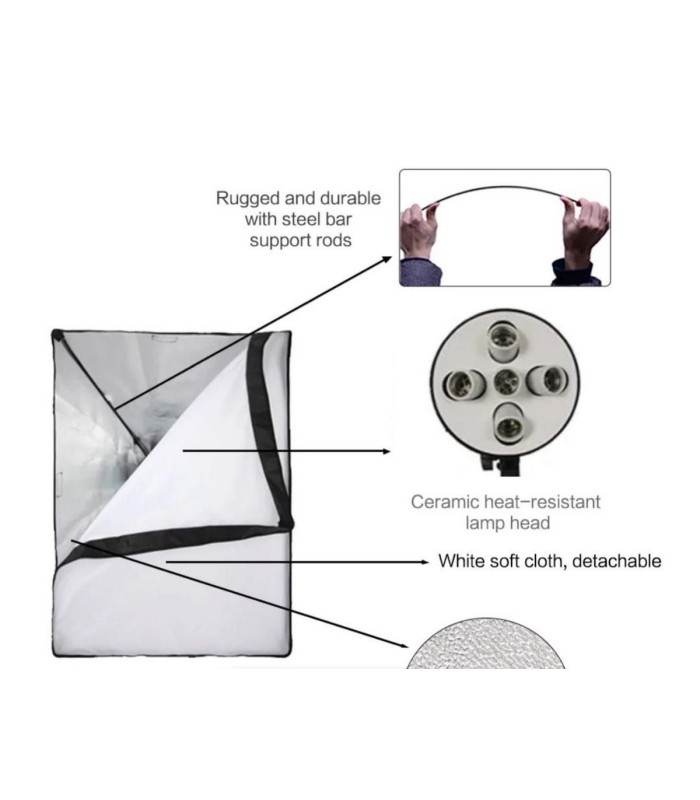 کیت دو شاخه هولدر ۵ لامپ سرامیکی دیاموند مدل Diamond Continuous Lighting 5 Lamps