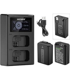 کیت دو باطری و شارژر نیوور مدل NEEWER FW50 LCD