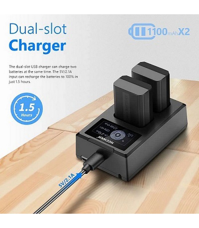 کیت دو باطری و شارژر نیوور مدل NEEWER FW50 LCD