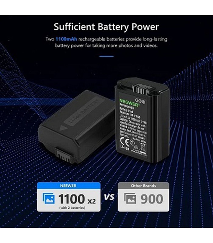 کیت دو باطری و شارژر نیوور مدل NEEWER FW50 LCD