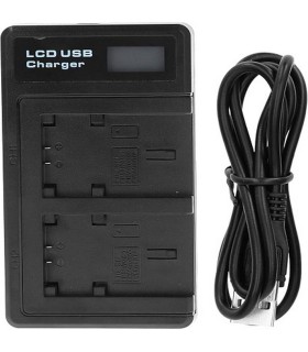 شارژر باتری FW50 با نمایشگر LCD دوتایی USB برای دوربین دیجیتال