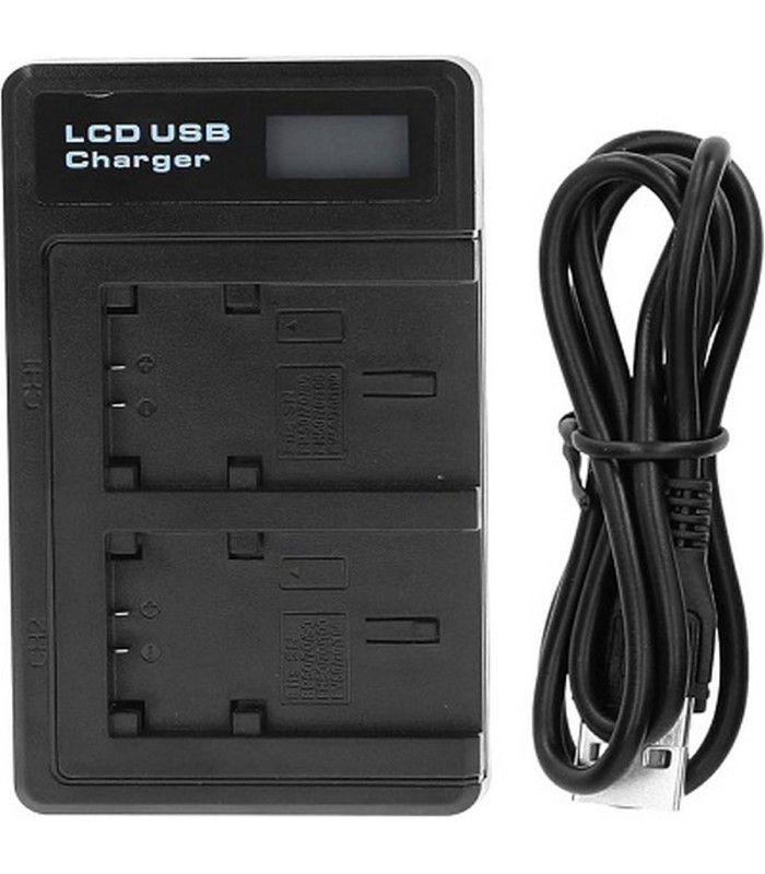 شارژر باتری FW50 با نمایشگر LCD دوتایی USB برای دوربین دیجیتال