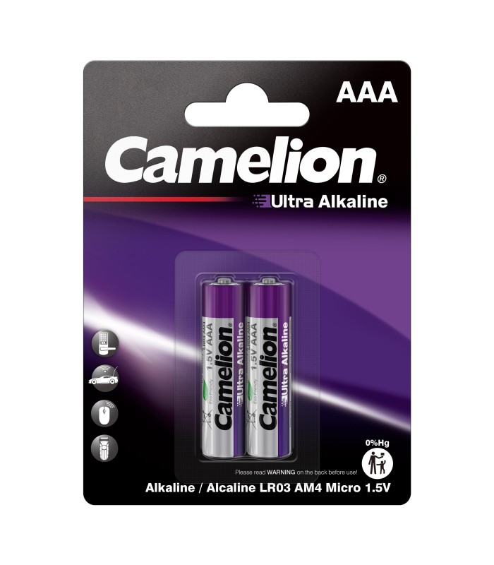 پک دو عددی باتری نیم قلمی کملیون مدل Camelion Ultra Alkaline Batteries LR03
