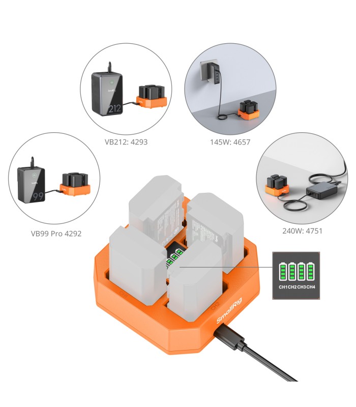 شارژر باتری دوربین ۴ کاناله اسمال ریگ مدل SmallRig Charger for Sony NP-FZ100