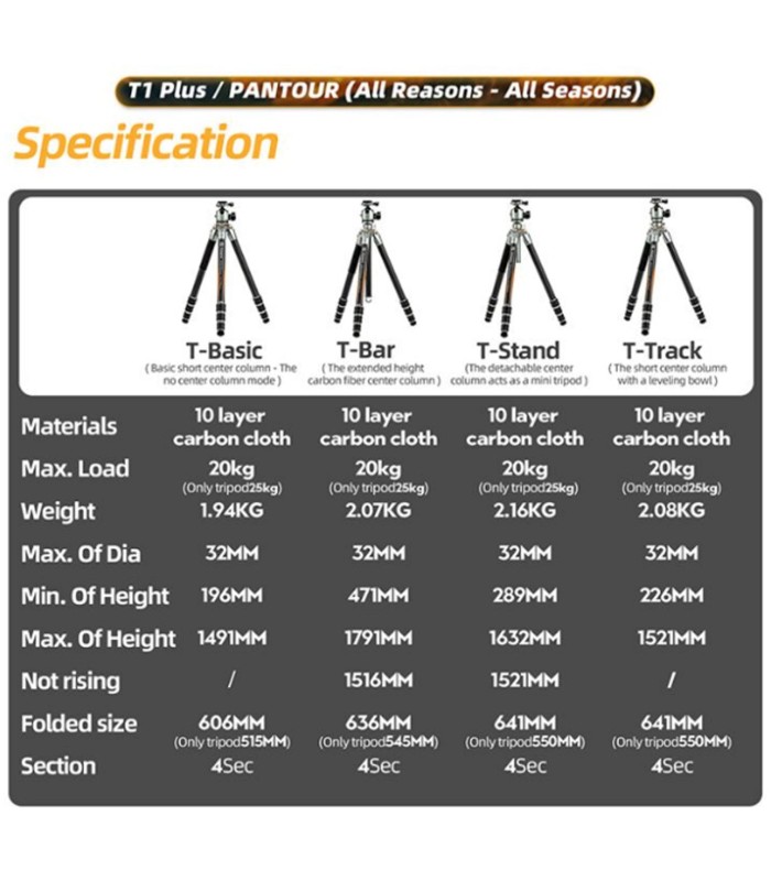 سه پایه دوربین فوتوپرو مدل Fotopro T1 Plus