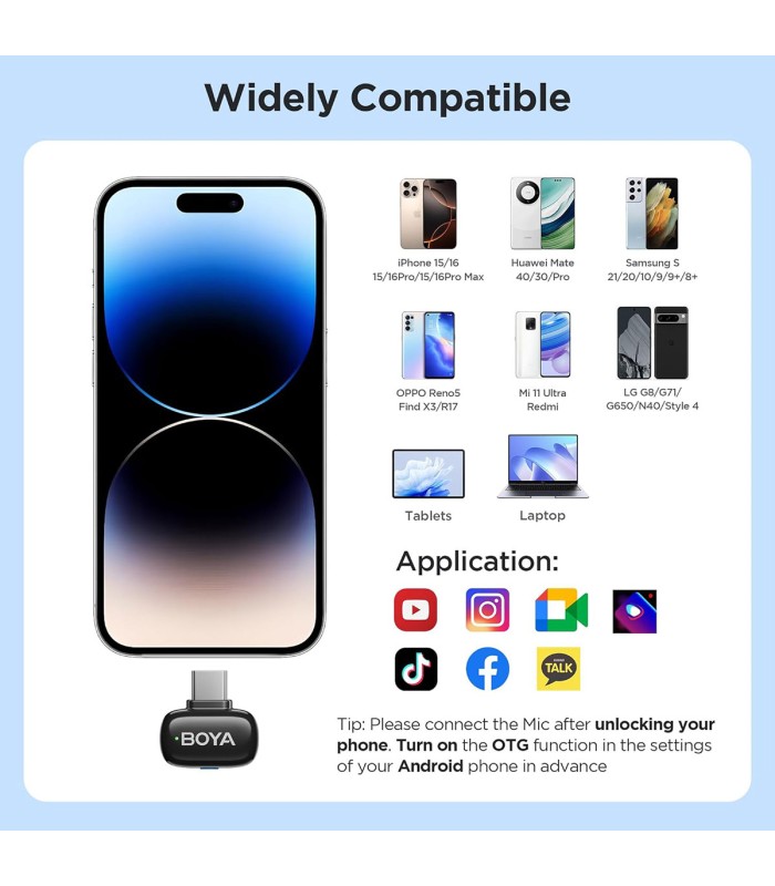 میکروفون یقه‌ای بی‌سیم بویا مدل BOYA Mini - 23(2TX+RXU)