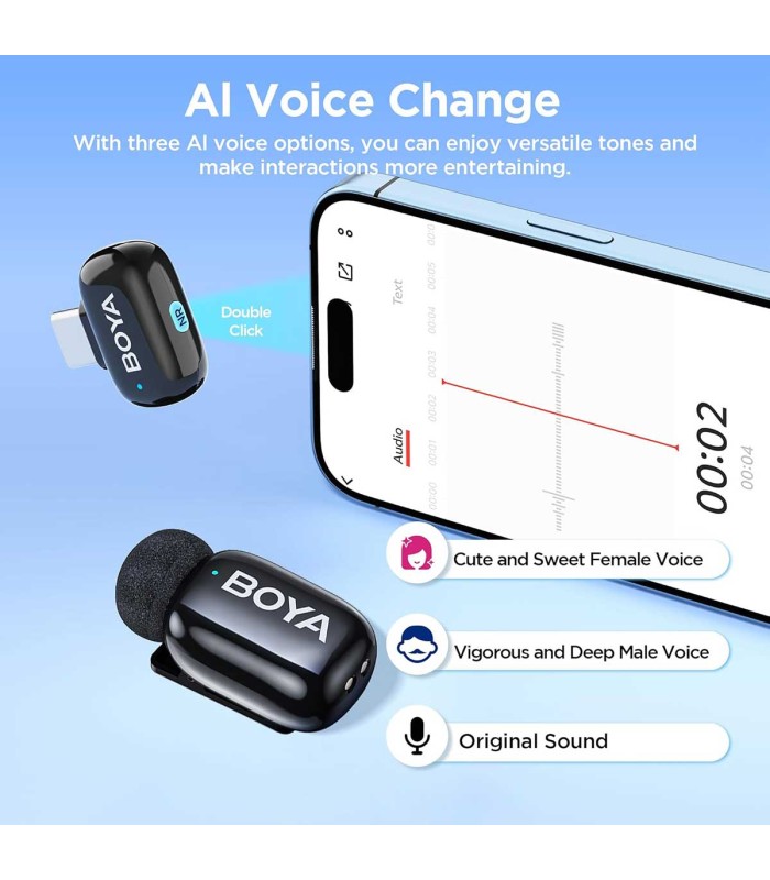 میکروفون یقه‌ای بی‌سیم بویا مدل BOYA Mini - 23(2TX+RXU)