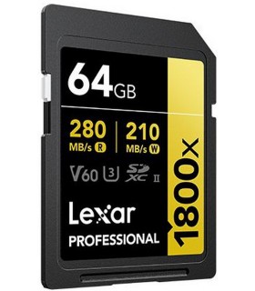 کارت حافظه لکسار مدل Lexar Professional 1800x SDXC UHS-II Card GOLD Series - ظرفیت ۶۴ گیگابایت