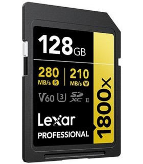 کارت حافظه لکسار مدل Lexar Professional 1800x SDXC UHS-II Card GOLD Series - ظرفیت ۱۲۸ گیگابایت