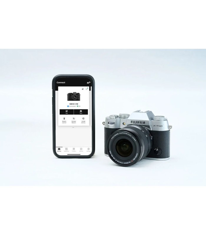 دوربین بدون‌آینه فوجی‌فیلم مدل FUJIFILM X-T50 به همراه لنز XC 15-45mm f/3.5-5.6 - رنگ نقره‌ای