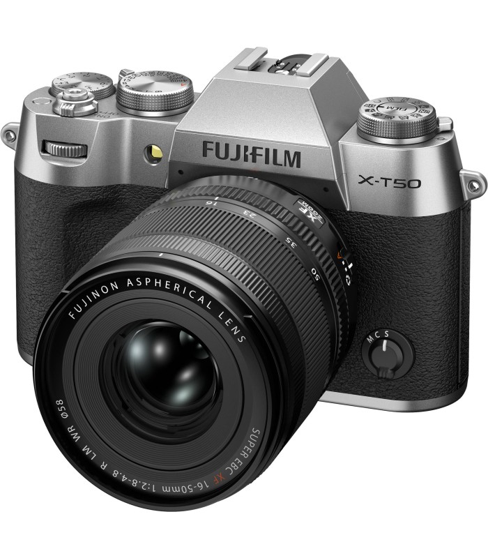 دوربین بدون‌آینه فوجی‌فیلم مدل FUJIFILM X-T50 به همراه لنز XF 16-50mm f/2.8-4.8 - رنگ نقره‌ای