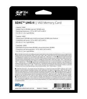 کارت حافظه Wise مدل Advanced V60 SD-S UHS-II SDXC 290MB/s ظرفیت ۱۲۸ گیگابایت