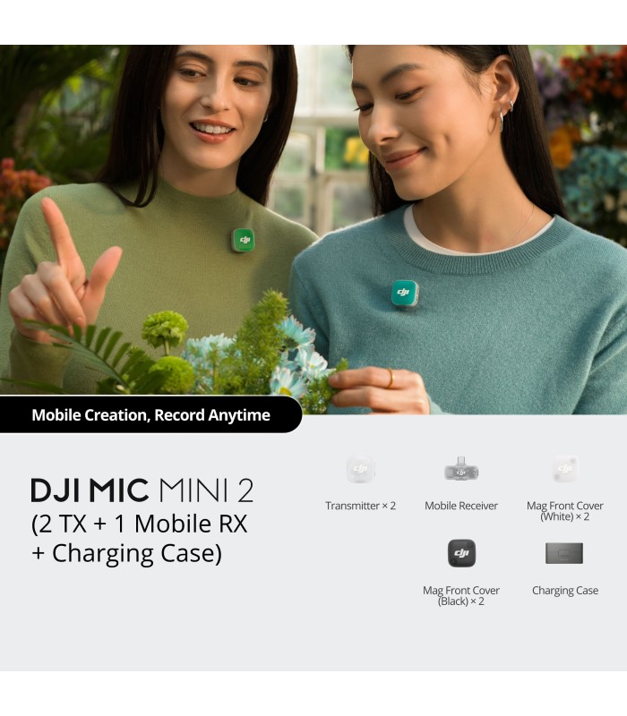 میکروفون دو کاربره دی‌جی‌آی مدل DJI Mic Mini 2 (2 TX + 1 Mobile RX + Charging Case)