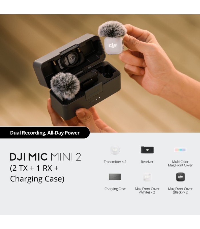 میکروفون دو کاربره دی‌جی‌آی مدل DJI Mic Mini 2 (2 TX + 1 RX + Charging Case)