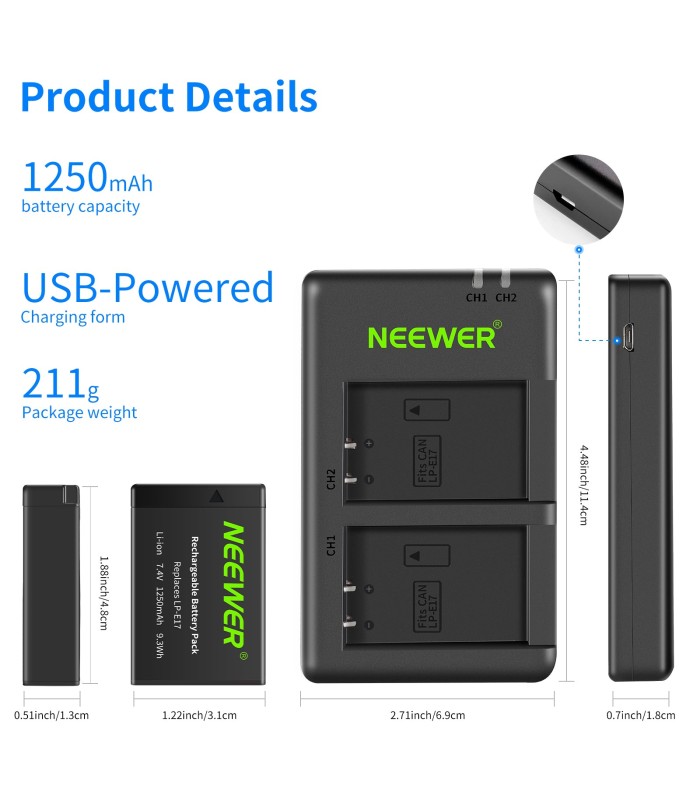 خرید NEEWER LP-E17 1250mAh | فروشگاه پیکسل