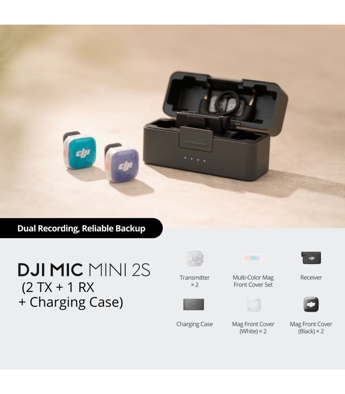 میکروفون دو کاربره DJI مدل Mic Mini 2S (2 TX + 1 RX + Charging Case)