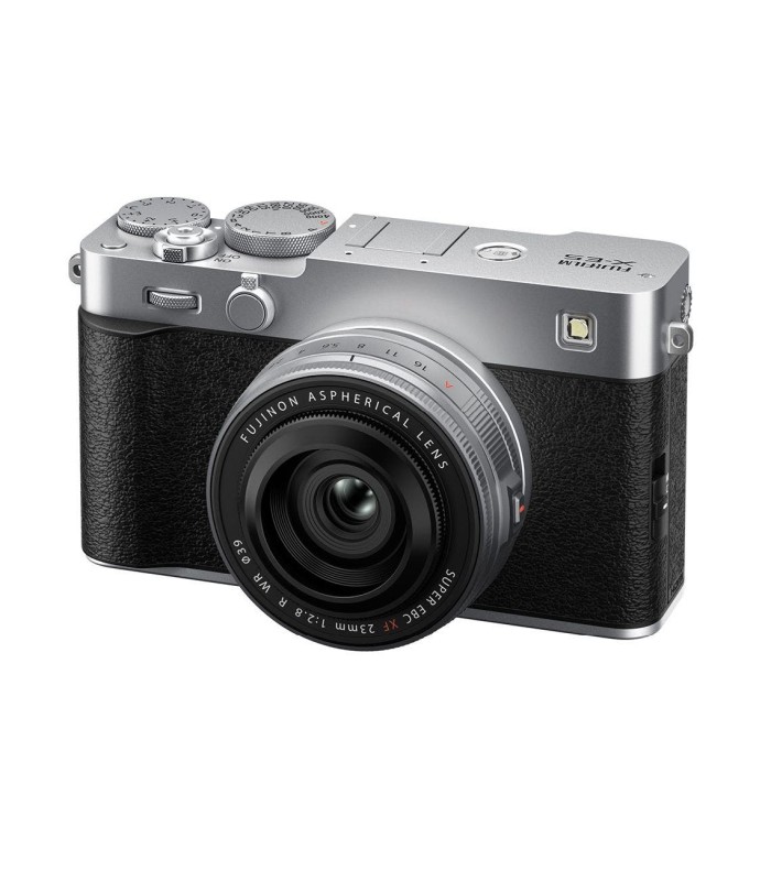 دوربین بدون‌آینه فوجی‌فیلم رنگ نقره‌ای مدل FUJIFILM X-E5 به همراه لنز XF 23mm f/2.8 R WR