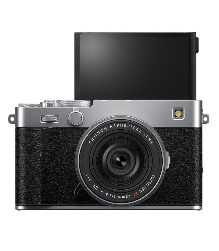 دوربین بدون‌آینه فوجی‌فیلم رنگ نقره‌ای مدل FUJIFILM X-E5 به همراه لنز XF 23mm f/2.8 R WR