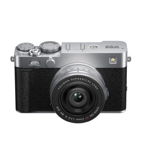 دوربین بدون‌آینه فوجی‌فیلم رنگ نقره‌ای مدل FUJIFILM X-E5 به همراه لنز XF 23mm f/2.8 R WR